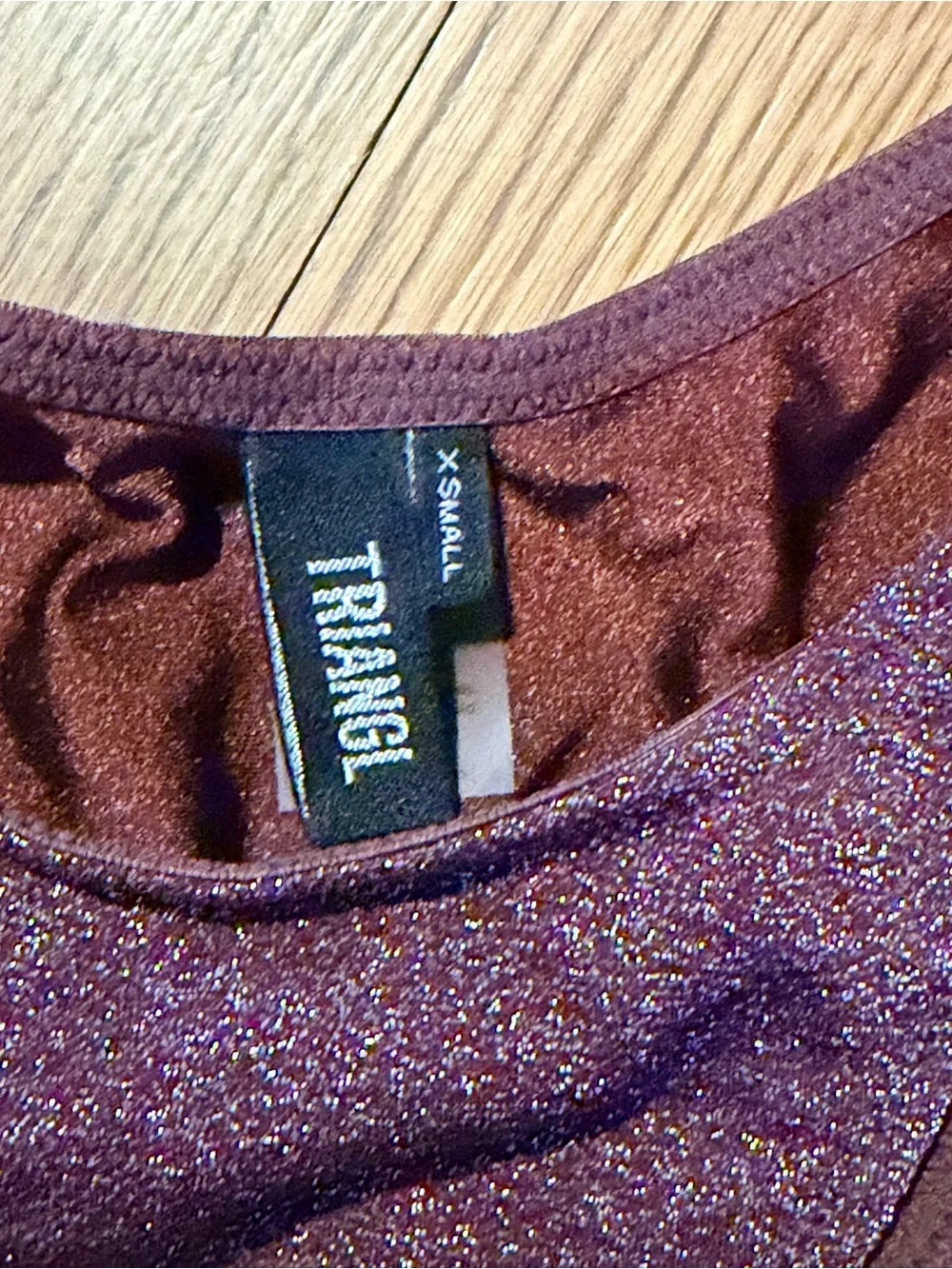 TRIANGL Burgundy Glitter Bikini Set XS Sparkly Underwire Swimwear w/ Pouch